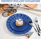 Lullaby 60PCS Navy Blue Scalloped Plastic Plates, Disposable Elegant Party Plates Include 30pcs Dinner Plate 10.25", 30pcs Plastic Dessert Plate 7.5", Perfect for Wedding and Party