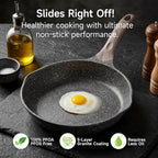 JEETEE 11 inch Nonstick Frying Pan Granite Stone Coating Cookware, Nonstick Omelette Skillet with Soft Touch Handle, All Stove Induction Compatible (Gray)