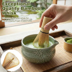 Matcha Whisk Set, Ceramic Matcha Kit Set Includes Matcha Bowl, Matcha Whisk and Holder, Bamboo Scoop, Scoop Rest, Sifter and Tea Towel - 7 Pcs Matcha Kit for Matcha Lovers (Matcha Green Coconut Tree)