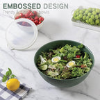 COOK WITH COLOR Mixing Bowls with Lids - 12 Piece Plastic Nesting Bowls Set includes 6 Prep Bowls and 6 Lids, Microwave Safe Mixing Bowl Set, Sage Rhombus