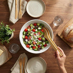 Large Ceramic Dinner Bowl - Handmade Salad Bowl Set, 58 oz. Dishwasher and Oven Safe, Vanilla White 9.5 inch”