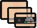 Zulay Kitchen Silicone Baking Mat Sheet Set (3 sizes) - Reusable Baking Mat Nonstick - Half Sheet Baking Mat For Oven (Black, 3 Pack)