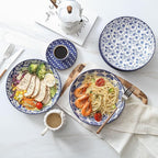Selamica Ceramic Pasta Bowls Set 34 OZ, Large Salad Bowls 8.6 Inch Dinner Bowls for Kitchen, Wide Shallow Bowls Deep Plates for Pasta Soup, Microwave & Dishwasher Safe, Set of 6, Vintage Blue