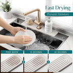 Eormoe Stone Faucet Mat for Kitchen Sink – Diatomite Drying Stone Mat & Sink Protector, Prevents Moisture – Sink Splash Guard Water-Absorbing Stone Tray for Bathroom Counter (Light Grey, 20" x 3.9")