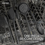 CAROTE Kitchen Utensil Set for Nonstick Cookware - 446°F Heat Resistant Silicone Cooking Utensils Set 10pcs, Dark Grey, Oderless Spatula, Turner