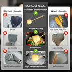 304 Gold Cooking Utensils Set, 11PCS Stainless Steel Kitchen Utensils Set, Metal Kitchen Utensils Set Include Meat Fork, Tongs, Turner, Soup Ladle, Dishwasher Safe