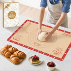 Extra Thick Silicone Baking Mat with Recipes - 26x16 inch Non Stick Pastry Mat with Measurements for Sourdough, Macarons, Bread, Pizza, Dough Rolling, Kneading, Heat Resistant to 480°F Gift for Baker