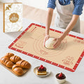 Non-Slip Silicone Baking Mat - 20x28 inch Extra Thick Pastry Mat with Measurements for Sourdough, Macarons, Bread, Pizza, Dough Rolling, Kneading, Oven Mat Heat Resistant to 480°F for Baker