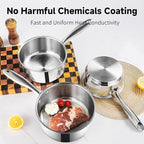 1Qt & 2Qt & 3QT Stainless Steel Sauce Pan Set with Lid,6 Pcs Non Stick Saucepan,Small Kitchen Pots,Induction Compatible,PFOA FREE