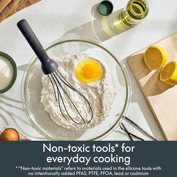 bella 2 Piece Compact Masher and Whisk Set, Fold Flat, Stainless steel and silicone, Foldable Masher, Ballon Whisk, Flat Whisk, Non-stick, Nonslip, Heat safe to 425°F, Slate