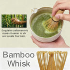 Matcha Whisk Set, Matcha Set, 6 Pieces, with Bamboo Whisk, Ceramic Bowl & Sifter Complete Matcha kit Tea Includes Scoop & Spout Bowl, Traditional Japanese Tea Accessories for Home (set of 6)