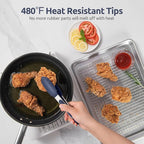 480ºF Heat Proof Kitchen Tong: U-Taste 7" Silicone Cooking Tong with Firm Sealed Non Stick Rubber Tips & Silicon Coated 18/8 Stainless Steel Handle & Smooth Locking for Serving Salad (Midnight Blue)