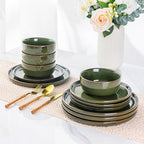 AmorArc Stoneware Dinnerware Sets,Round Reactive Glaze Ceramic Plates and Bowls Set,Highly Scrath Resistant | Dishwasher & Microwave Safe Dishes,Service for 6 (18pc)