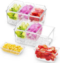 Lifewit 2 Pack Taco Bar Serving Set for Party with 3 x 20 oz Containers, Ice Chilled Condiment Caddy Organizer, Garnish Serving Tray Platter for Mimosa Bar Accessories, Fruit, Salad, Food