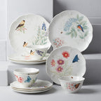 Lenox Dinnerware Set, Butterfly Meadow Flutter 12-Piece Set, Service For 4, Elegant White Porcelain, Dishwasher Safe, Chip Resistant, Plates And Bowls Sets, Home and Kitchen (Assorted, 12 Pieces)