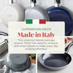 Deco 9.5” Nonstick Frying Pan Skillet, Made in Italy, Diamond Ceramic PFAS-Free, Dishwasher & Metal Utensil Safe, Durable Gloss Enamel Finish, Stay-Cool Handle, High Walls-Extra Room, Gray