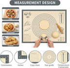 Silicone Baking Pastry Dough Mat - 32x24Inch Extra Large Cookie Bread Rolling Mats Sheet, Nonstick Kitchen Counter Kneading Board Thick Reusable Pie Cookies Pizza Fondant Making Matt Measurement(Gray)