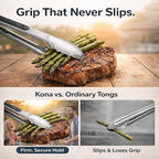 Kona Premium Stainless-Steel Locking Grill Tongs 18 inch, Sturdy, Heavy Duty Tongs - Great for Cooking, Grilling, and Barbecue (BBQ)
