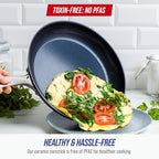 Blue Diamond 12" Nonstick Frying Pan Skillet, Diamond Infused PFAS & PTFE-Free Ceramic Pot, Dishwasher & Oven Safe, Stay Cool Handle, Durable Non Toxic Metal Utensil Safe, Egg & Omelet Pan, Blue