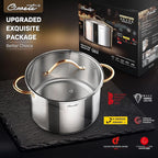Stock Pot 12 Quart, 18/10 Tri-Ply Stainless Steel Whole Clad Stock Pot with Lid, Seamless 12 QT Cooking Pot with Copper Handle, Healthy Stockpots, Induction, Gas, Oven and Dishwasher Safe
