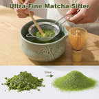 Matcha Whisk Set, Ceramic Matcha Kit Set Includes Matcha Bowl, Matcha Whisk and Holder, Bamboo Scoop, Scoop Rest, Sifter and Tea Towel - 7 Pcs Matcha Kit for Matcha Lovers (Matcha Green Coconut Tree)