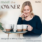 Mora Ceramic Large Latte Mug Set of 4, 16oz - Microwavable, Porcelain Coffee Cups With Big Handle - Modern, Boho, Unique Style For Any Kitchen. Microwave Safe Stoneware - Vanilla White