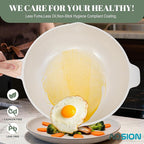 AOSION 12 Inch Nonstick Ceramic Deep Frying Pan Skille with Lid,5.5QT Sauté Pan for Cooking with Steam Rack,Healthy Large Skillet,Stay Cool Handle, Induction Compatible, PFOA & PFAS Free. (WHITE)