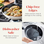 Deco 9.5” Nonstick Frying Pan Skillet, Made in Italy, Diamond Ceramic PFAS-Free, Dishwasher & Metal Utensil Safe, Durable Gloss Enamel Finish, Stay-Cool Handle, High Walls-Extra Room, Taupe