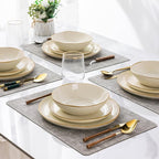 AmorArc Ceramic Dinnerware Sets,Handmade Reactive Glaze Stoneware Plates and Bowls Sets,Highly Scratch Resistant | Dishwasher & Microwave Safe Dishes Set,Service for 8 (24pc)