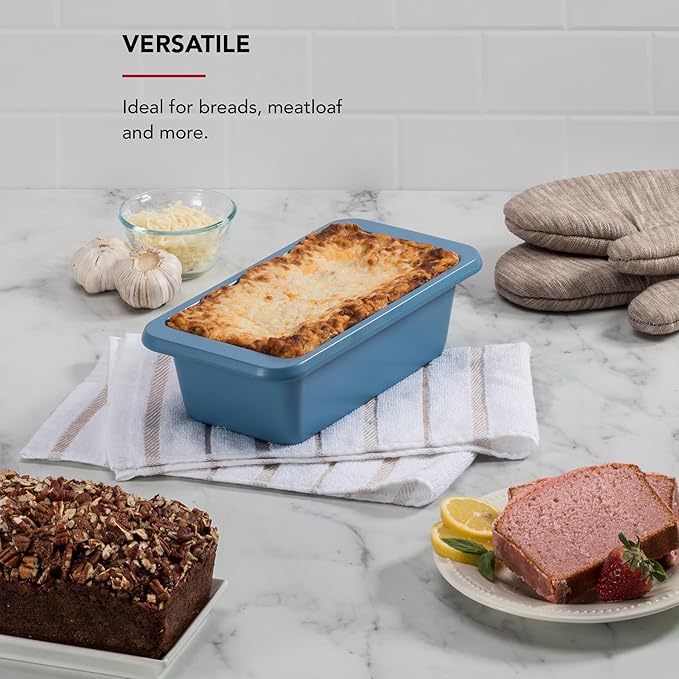 KitchenAid 9 x 5-In Nonstick Aluminized Steel Loaf Pan, Dishwasher Safe, Blue Velvet