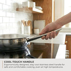 Sunhouse 8 Inch Tri-Ply Stainless Steel Frying Pan, Whole-Clad No Coatings Skillet with Stay-cool Handle for Cooking, Durable & Oven Safe to 500°F, Dishwasher Safe, Compatible with All Cooktops