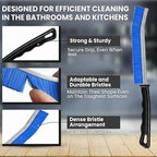 Crevice Cleaning Brush Set – 3Pcs Hard Bristle Cleaning Tools in Black, Red & Blue for Grout, Tile Floors, Gaps & Narrow Spaces – Small Grout Scrub Brush for Bathroom, Shower, Window Tracks, Kitchen
