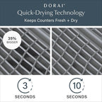 Dorai Home Dish Pad - Collapsable Stone Dish Drying Mat with Diatomaceous Earth for Quick Drying - Ultra Absorbent - Encased in Woven Silicone - Eco-Friendly, Foldable - Large 24.6" x 16.5", Slate