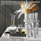 24 Pieces Flatware Set, Stainless Steel Cutlery Set with Silverware Holder, Spoons Forks Knives Set,Hanging Silverware Set Service for 6,Dishwasher Safe (Silver)