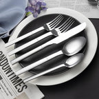 40Pcs Heavy Duty Silverware Set for 8, Scentlate Premium Stainless Steel Flatware with Unique Handle, Mirror Polished Modern Cutlery Utensils, Rust-Proof Dishwasher Safe Forks Spoons Knives