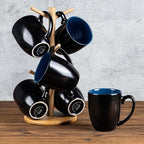 GBhome 12oz Coffee Mugs Set of 6, Large Ceramic Coffee Mugs for Man, Woman, Dad, Mom, Modern Coffee Mugs Set with handle for Tea/Latte/Cappuccino/Milk/Cocoa. Dishwasher&Microwave Safe,Blue