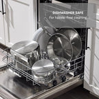 T-Fal Gourmet 11" & 12" Stainless Steel Pan Set, Induction Compatible, Dishwasher Safe, Oven Safe to 500°F, Skillet Set, Frying Pans, Silver