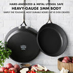 GreenPan 9.5” & 11” Ceramic Nonstick Frying Pan Skillet Set, PFAS-Free, Hard Anodized Cookware, Induction Compatible & All Cooktops, Dishwasher & Oven Safe, GP5 Stay-Flat Surface, Black