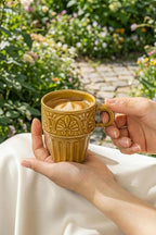 Cappuccino Cups, Espresso Cups, Stackable Mug Set of 6, Ceramic Coffee Mug 6 OZ Khaki for Hot Drinks Milk Dessert, Suitable for Home office Restaurant, Perfect for Holiday & Housewarming Present