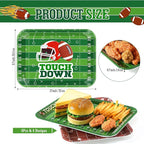 4 Pcs Melamine Serving Trays Platters Snack Trays Reusable Rectangle Platters for Sports Game Day Flower Tea Party Food Dessert Cookies Serving Plates Supplies, 13 x 9.7 Inch(Football)
