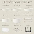 CAROTE 17pcs Pots and Pans Set, Nonstick Cookware Set Detachable Handle, Induction Kitchen Cookware Sets Non Stick with Removable Handle, RV Cookware Set, Oven Safe