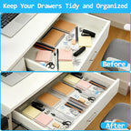4 Pcs Extra Large Clear Plastic Drawer Organizer Trays 15"x6", Multi-Purpose Storage Bins for Vanity, Makeup, Kitchen Utensils, Bathroom, Office Desk, Auto Tools & Craft Supplies