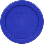 Pyrex 7202 1-Cup Glass Bowl & 7202-PC Cadet Blue Lid (4-Pack) - Made in USA