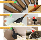 Silicone Cooking Utensil Set, Umite Chef 8-Piece Kitchen Utensils Set with Natural Acacia Wooden Handles,Food-Grade-Silicone Kitchen Gadgets Spatulas Set for Nonstick Cookware- Black
