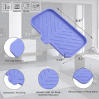 MicoYang Silicone Bathroom Soap Dishes with Drain Spout-Bathroom and Kitchen Sink Organizer,Sponge Holder,Dish Soap Tray,Perfect for Dispenser,Scrubber,Bottle on Sink or Counter-Light Purple 9.6"×5.3"