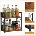 Giikin Kitchen Countertop Organizer, 2 Tier Spice Rack Organizer for Pantry, Kitchen Counter Shelf Wood Coffee Station Organizer (Brown, M)