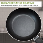 Ecolution Easy Clean Ceramic Nonstick Cookware Set, Dishwasher Safe Kitchen Pots and Pans Set, Comfort Grip Handle, Even Heating, Ultimate Food Release, 26-Piece, Red