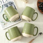 HASENSE Coffee Mugs, 15oz Ceramic Coffee Mugs Set of 6, Large Coffee Cups with Handle for Cocoa, Latte, Tea and Hot Chocolate, Coffee Mugs for Men and Women, Microwave and Dishwasher Safe, Green