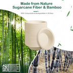 16 oz 128-Pack Compostable Paper Bowls, Disposable Salad & Soup Bowls, Heavy-Duty Bagasse Bowls for Pasta, Chili & Rice, Microwave & Freezer Safe, Eco-Friendly (Natural)
