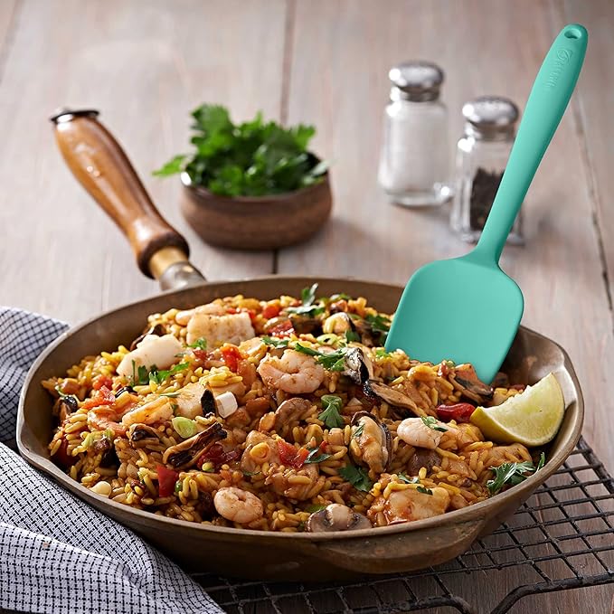 Silicone Spatula 3‑Piece Set Heat Resistant 600°F Non‑Stick Rubber Spatulas with Stainless Steel Core ALLWIN HOUSEWARE Large Spatula, Spoonula & Mini Spatula for Cooking & Baking, Multicolored